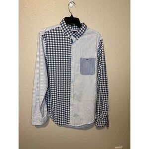 Vineyard Vines Slim Fit Tucker Shirt Blue Gingham Stripe Mens